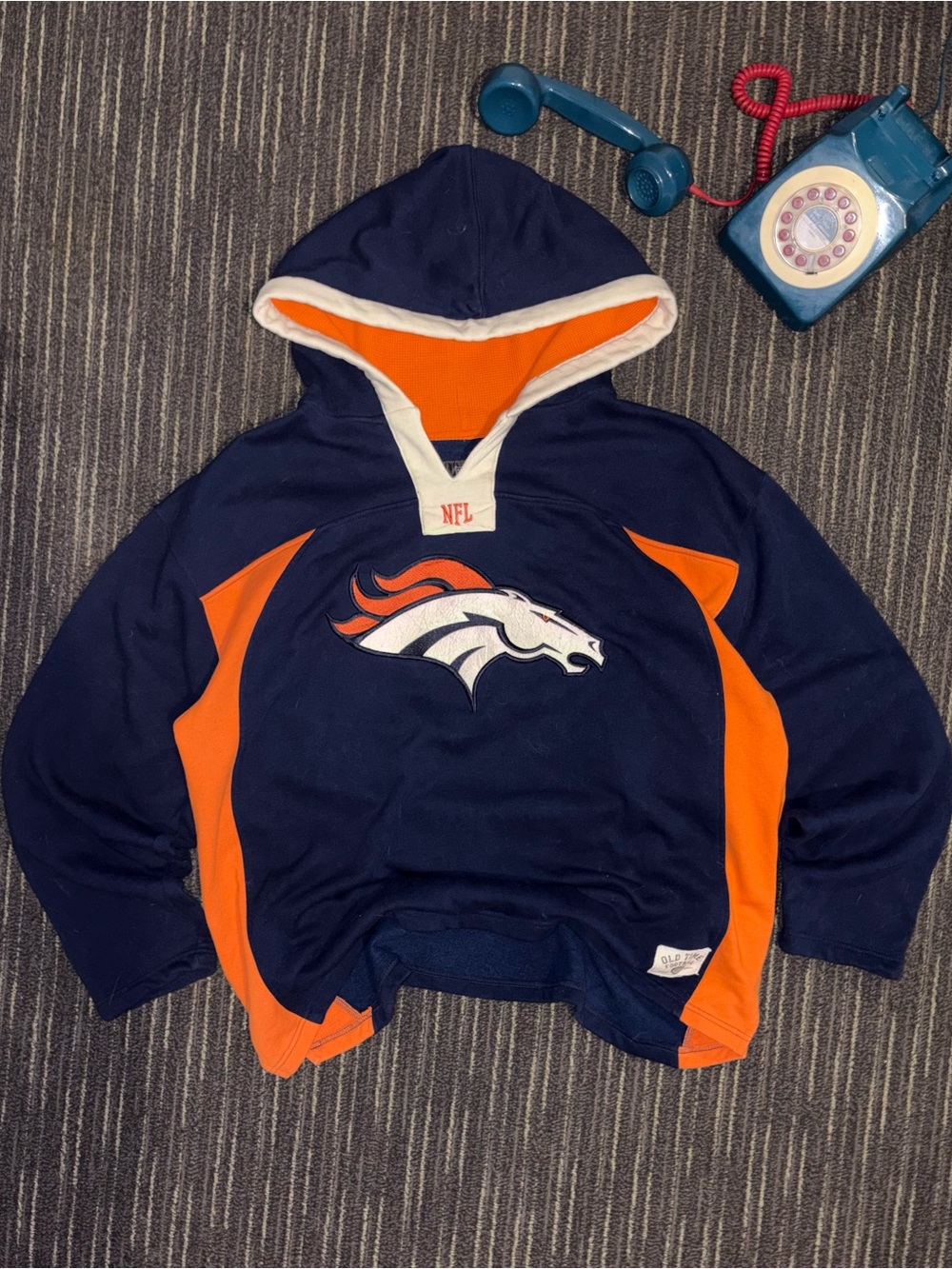 Vintage Y2k NFL Denver Bronco OTF Collection Hooded Pullover Men’s Size XL